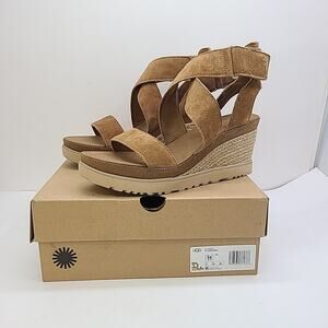 Ugg Ileana Ankle Wedge Sandal Size US 11 M Brand New w/Box Chesnut Tan